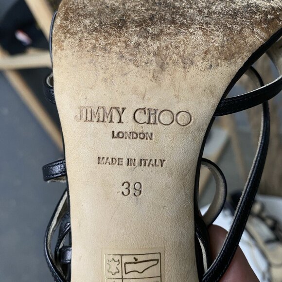 Jimmy Choo Open Toe Ankle Heels Womens Black - Picture 14 of 16